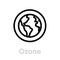 Ozone globe earth icon. Editable line vector.