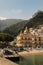 Ð¡ozy little town on the Amalfi Coast - Cetara. Medieval village in the mountains on the shores of the Tyrrhenian Sea. Summer