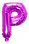 p baloon capital alphabet chrome pink violet shining on white background
