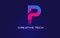 P Initial Letter Logo Design with Digital Pixels in Blue Purple