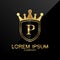 P Letter Alphabet Luxury Gold Logo