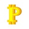 P letter bitcoin font. Cryptocurrency alphabet. Lettering virtual money. Vector illustration