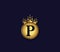 P Letter Crown Golden Colors Logo Design Concept