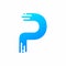 P letter initial business logo bright blue