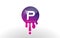P Letter Splash Logo. Purple Dots and Bubbles Letter Design