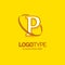 P Logo Template. Yellow Background Circle Brand Name template Pl