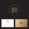 P and R gold monogram. P, R Logo. Linear monogram on a different background.