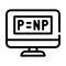 P vs NP unsolved problem in computer science line icon vector illustration