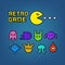 Pac man and ghosts for arcade computer game vector set