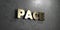 Pace - Gold sign mounted on glossy marble wall - 3D rendered royalty free stock illustration