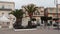 pachino, italy - dec 4, 2015: pachino sicily italy town piazza square monument with palm trees 343 v