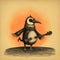 Pachufaunm: Illustrated Bird With Guitar In Burt Glinn Style