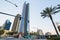 Pacific Highway & Broadway intersection in San Diego, California. Modern buildings, traffic, street view