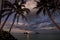 Pacific moonrise at lanikai beach, hawaii