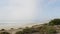 Pacific ocean beach. Vista point in Seagrove park. Del Mar, California USA. Fog misty haze weather