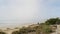 Pacific ocean beach. Vista point in Seagrove park. Del Mar, California USA. Fog misty haze weather.