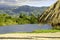 Pacific Ocean estuary with Sierra Madre mountains