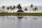 Pacific Ocean lagoon with palm trees