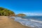 Pacific ocean waves on rock in Playa Ocotal, El Coco Costa Rica