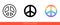 Pacific, peace sign, international symbol of peace, disarmament, antiwar movement in rainbow color icon of 3 types color, black