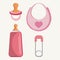 Pacifier bottle and baby bib design