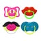 Pacifier vector baby soother child nipple and kids rubber nipple illustration set of cartoon comforter to pacify newborn