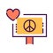 Pacifism line color icon. Anti war movement. Peaceful protest. . Pictogram for web page, mobile app, promo. Editable stroke