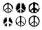 Pacifist peace symbols set painted