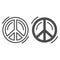 Pacifist symbol line and solid icon, Human rights and tolerance concept, Peace and no war sign on white background