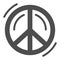 Pacifist symbol solid icon, Human rights and tolerance concept, Peace and no war sign on white background, Hippie sign