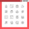 Pack of 16 creative Outlines of carnival, time, box, user, setting