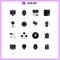 Pack of 16 creative Solid Glyphs of cinema, options, module, control, element