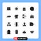 Pack of 16 creative Solid Glyphs of cinematography, walkie, making, talkie, hardware