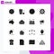 Pack of 16 creative Solid Glyphs of cloud, preferences, clock, options, gear