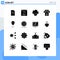 Pack of 16 creative Solid Glyphs of construction, electric, page, decapitate, bed