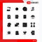 Pack of 16 creative Solid Glyphs of document, international, computers, global, gadget