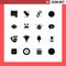 Pack of 16 creative Solid Glyphs of education, eye, disposal, service, dish