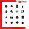 Pack of 16 creative Solid Glyphs of gesture, finger, tag, mobile graph, infographic