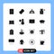 Pack of 16 creative Solid Glyphs of internet, medical, company, hospital, team