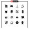 Pack of 16 creative Solid Glyphs of space, goal, illustration, business, draw