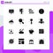Pack of 16 creative Solid Glyphs of trademark, protection, measurement, copyright, product
