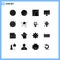 Pack of 16 creative Solid Glyphs of traffic, meter, music, shopping, monitor