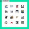 Pack of 16 Modern Flat Color Filled Lines Signs and Symbols for Web Print Media such as coffee, party, beauty, night, woman