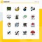 Pack of 16 Modern Flat Color Filled Lines Signs and Symbols for Web Print Media such as computer, recording, global, handycam,
