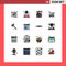 Pack of 16 Modern Flat Color Filled Lines Signs and Symbols for Web Print Media such as court, action, person, trolley, cart