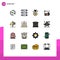 Pack of 16 Modern Flat Color Filled Lines Signs and Symbols for Web Print Media such as creativity, delivery van, network,