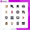 Pack of 16 Modern Flat Color Filled Lines Signs and Symbols for Web Print Media such as message, lock, education, printer, office