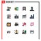 Pack of 16 Modern Flat Color Filled Lines Signs and Symbols for Web Print Media such as party, celebration, tag, joystick, device