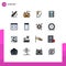 Pack of 16 Modern Flat Color Filled Lines Signs and Symbols for Web Print Media such as system, content, bulb, filam, video