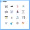 Pack of 16 Modern Flat Colors Signs and Symbols for Web Print Media such as bag, people, hearts, group, business